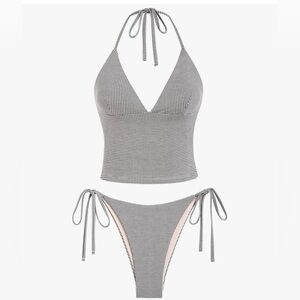 Stylish Black and White Halter Bikini